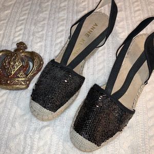 ANNE KLEIN Akabbey Black Sequin Espadrille